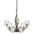 Hubbardton Forge 2010 Bronze Clear Glass (ZM) Flora 5 Arm Chandelier