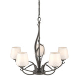 Hubbardton Forge 2010 Dark Smoke Opal Glass (GG) Flora 5 Arm Chandelier