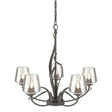 Hubbardton Forge 2010 Dark Smoke Clear Glass (ZM) Flora 5 Arm Chandelier