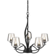 Hubbardton Forge 2010 Black Clear Glass (ZM) Flora 5 Arm Chandelier