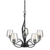 Hubbardton Forge 2010 Black Clear Glass (ZM) Flora 5 Arm Chandelier