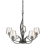 Hubbardton Forge 2010 Natural Iron Clear Glass (ZM) Flora 5 Arm Chandelier