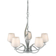 Hubbardton Forge 2010 Vintage Platinum Opal Glass (GG) Flora 5 Arm Chandelier