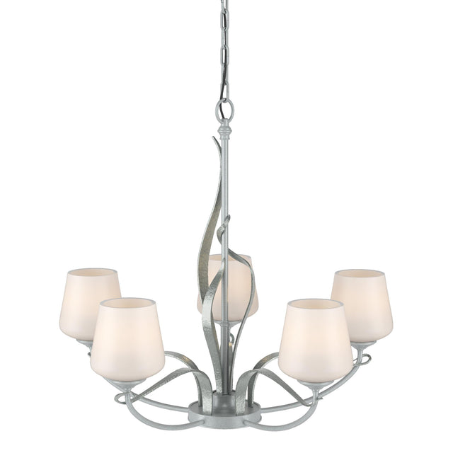 Hubbardton Forge 2010 Vintage Platinum Opal Glass (GG) Flora 5 Arm Chandelier
