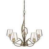 Hubbardton Forge 2010 Soft Gold Clear Glass (ZM) Flora 5 Arm Chandelier