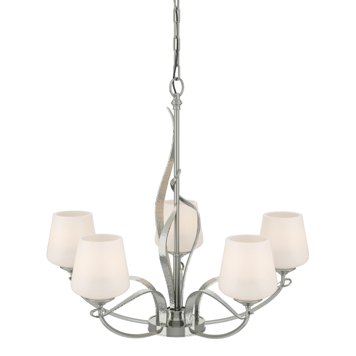 Hubbardton Forge 2010 Sterling Opal Glass (GG) Flora 5 Arm Chandelier