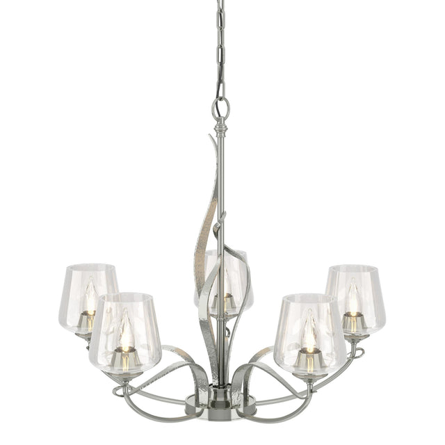Hubbardton Forge 2010 Sterling Clear Glass (ZM) Flora 5 Arm Chandelier