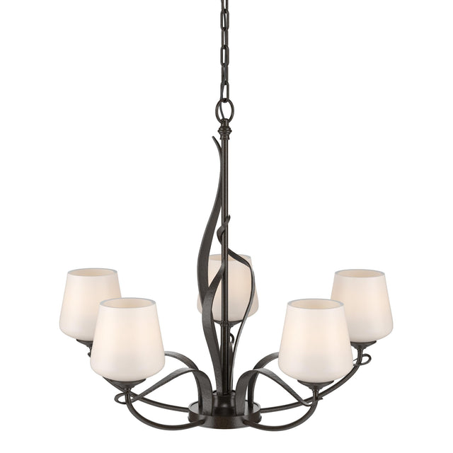 Hubbardton Forge 2010 Oil Rubbed Bronze Opal Glass (GG) Flora 5 Arm Chandelier