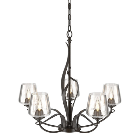 Hubbardton Forge 2010 Oil Rubbed Bronze Clear Glass (ZM) Flora 5 Arm Chandelier