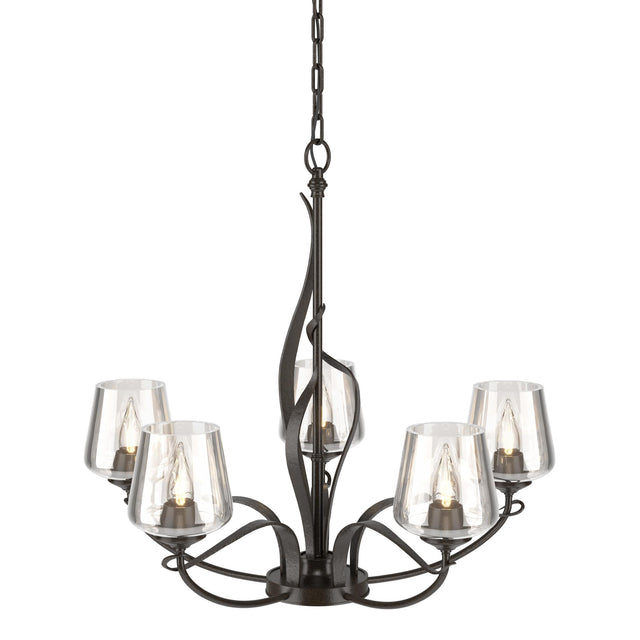 Hubbardton Forge 2010 Oil Rubbed Bronze Clear Glass (ZM) Flora 5 Arm Chandelier