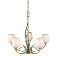 Hubbardton Forge 2010 Modern Brass Opal Glass (GG) Flora 5 Arm Chandelier