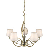 Hubbardton Forge 2010 Modern Brass Opal Glass (GG) Flora 5 Arm Chandelier