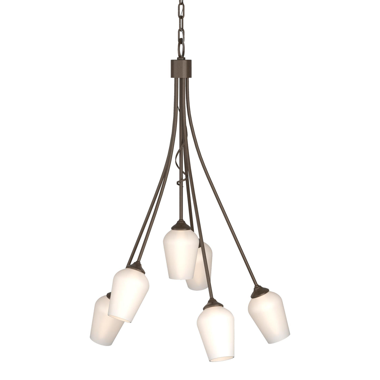 Hubbardton Forge 2012 Bronze Opal Glass (GG) Flora 6 Arm Chandelier
