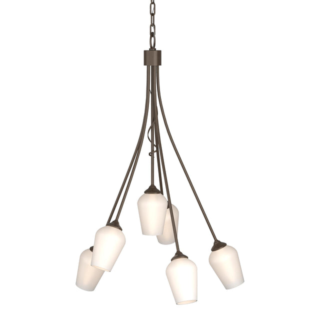 Hubbardton Forge 2012 Bronze Opal Glass (GG) Flora 6 Arm Chandelier