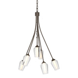 Hubbardton Forge 2012 Bronze Seeded Glass with Opal Diffuser (ZS) Flora 6 Arm Chandelier
