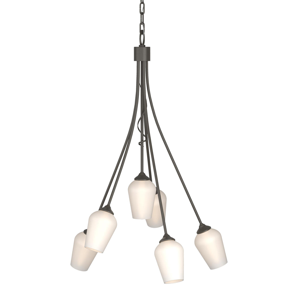 Hubbardton Forge 2012 Dark Smoke Opal Glass (GG) Flora 6 Arm Chandelier