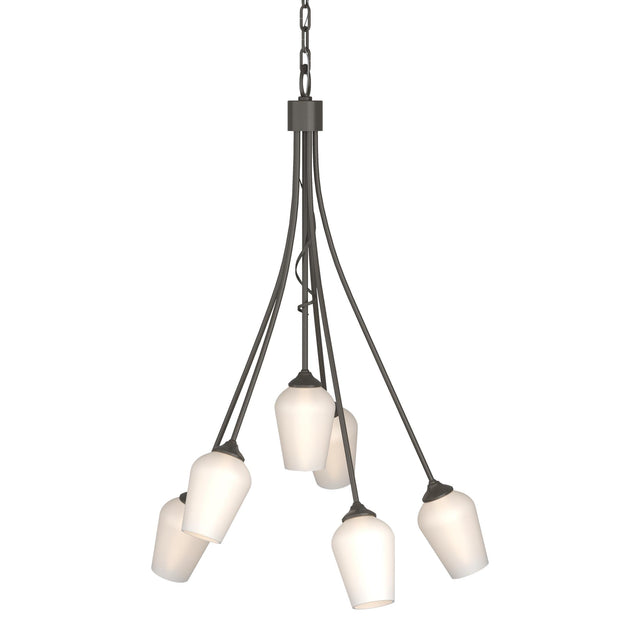Hubbardton Forge 2012 Dark Smoke Opal Glass (GG) Flora 6 Arm Chandelier