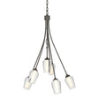 Hubbardton Forge 2012 Dark Smoke Seeded Glass with Opal Diffuser (ZS) Flora 6 Arm Chandelier