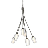 Hubbardton Forge 2012 Dark Smoke Seeded Glass with Opal Diffuser (ZS) Flora 6 Arm Chandelier