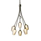 Hubbardton Forge 2012 Dark Smoke Seeded Glass with Opal Diffuser (ZS) Flora 6 Arm Chandelier