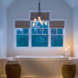 Hubbardton Forge 2012 Dark Smoke Seeded Glass with Opal Diffuser (ZS) Flora 6 Arm Chandelier