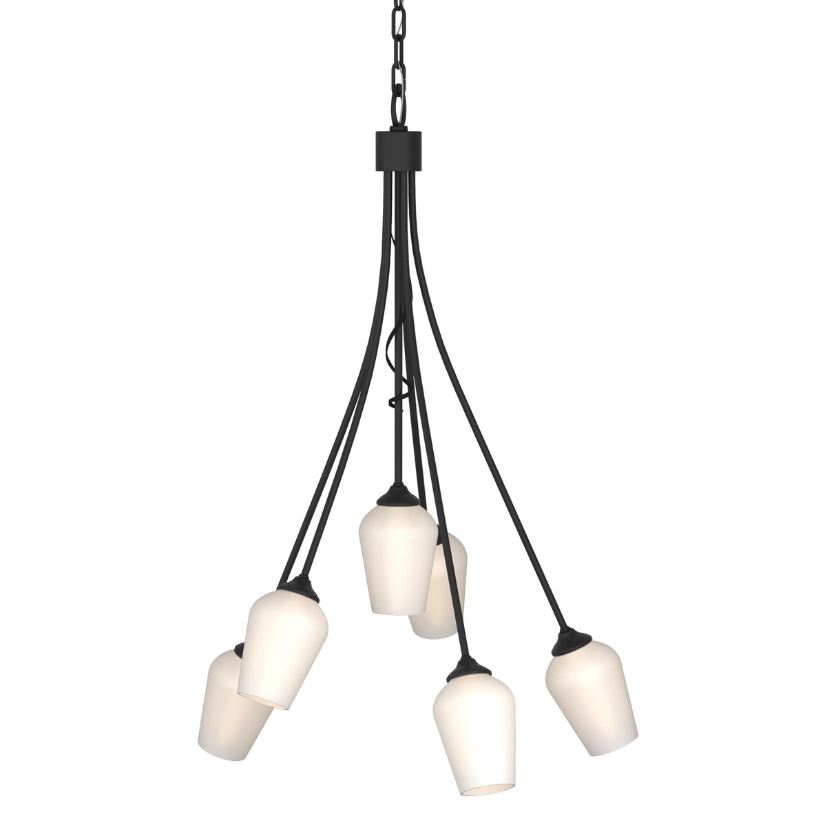 Hubbardton Forge 2012 Black Opal Glass (GG) Flora 6 Arm Chandelier