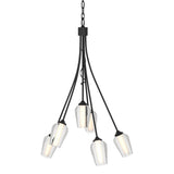 Hubbardton Forge 2012 Black Seeded Glass with Opal Diffuser (ZS) Flora 6 Arm Chandelier