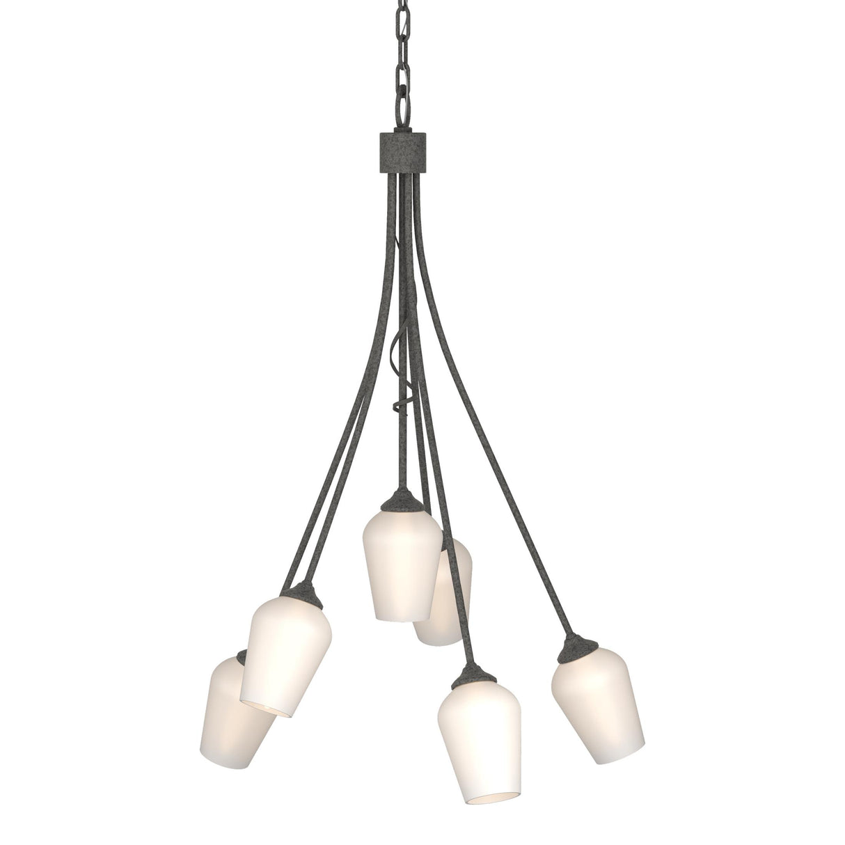Hubbardton Forge 2012 Natural Iron Opal Glass (GG) Flora 6 Arm Chandelier