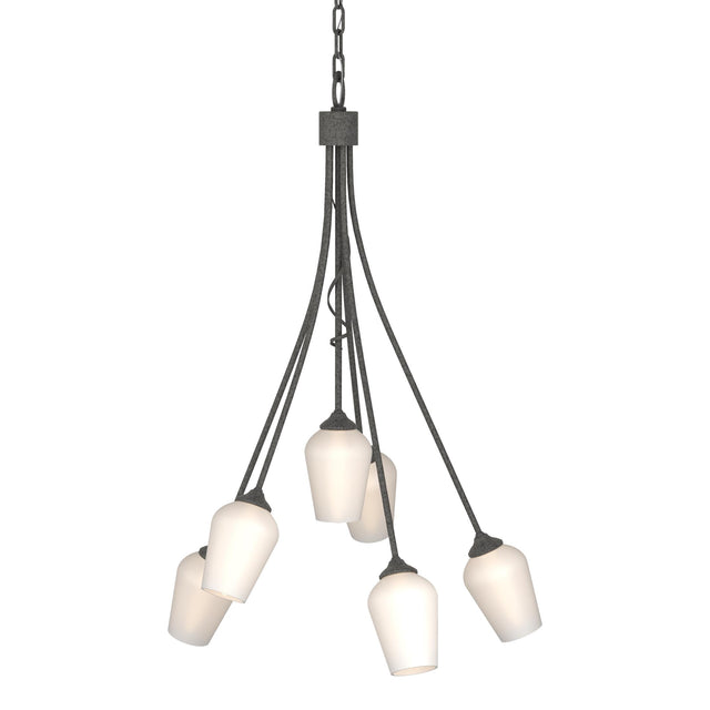Hubbardton Forge 2012 Natural Iron Opal Glass (GG) Flora 6 Arm Chandelier