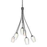 Hubbardton Forge 2012 Natural Iron Seeded Glass with Opal Diffuser (ZS) Flora 6 Arm Chandelier
