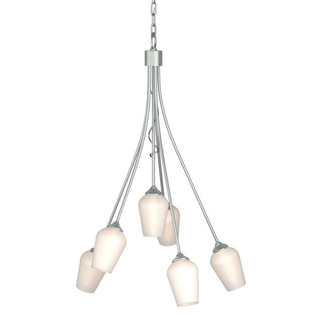 Hubbardton Forge 2012 Vintage Platinum Opal Glass (GG) Flora 6 Arm Chandelier