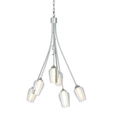 Hubbardton Forge 2012 Vintage Platinum Seeded Glass with Opal Diffuser (ZS) Flora 6 Arm Chandelier