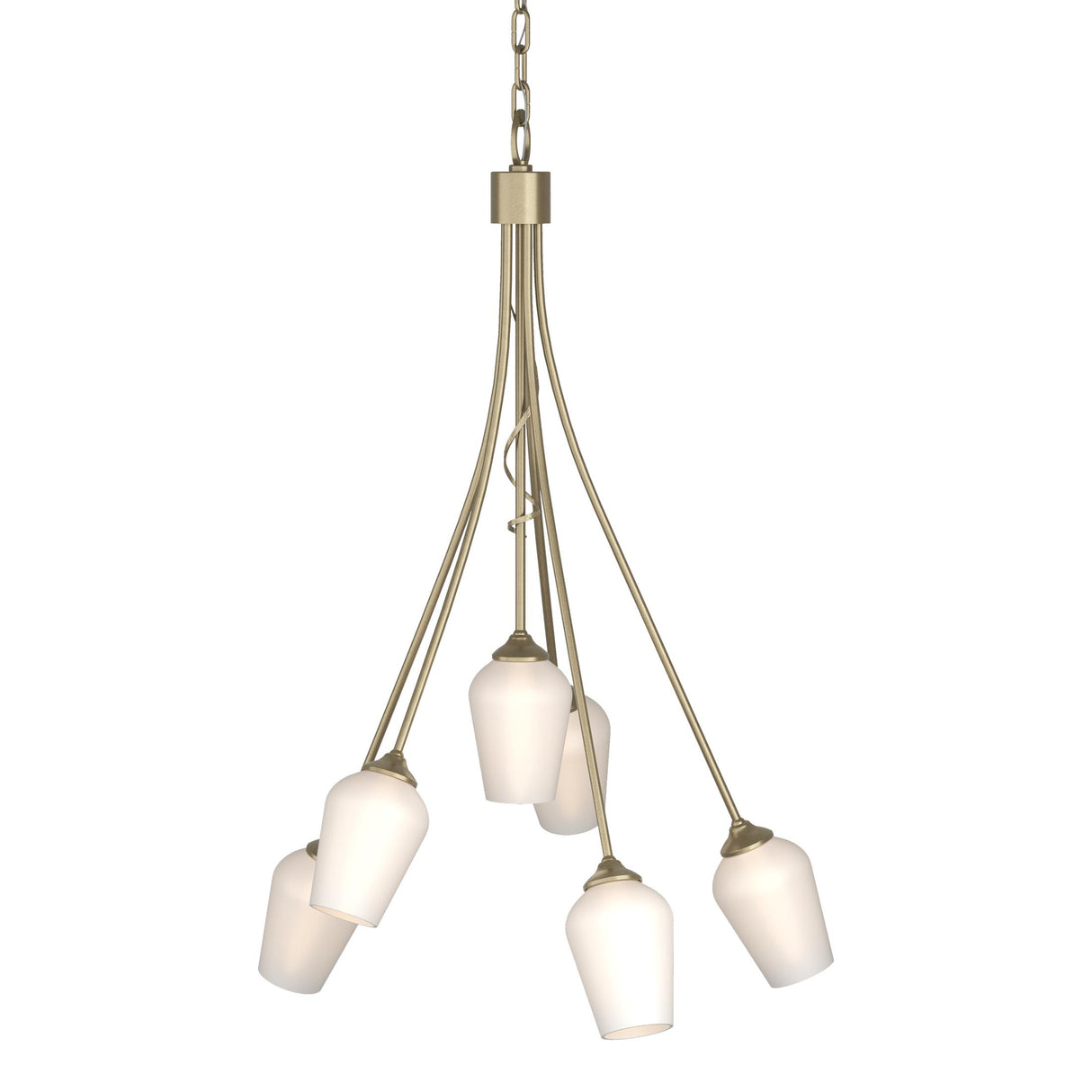 Hubbardton Forge 2012 Soft Gold Opal Glass (GG) Flora 6 Arm Chandelier