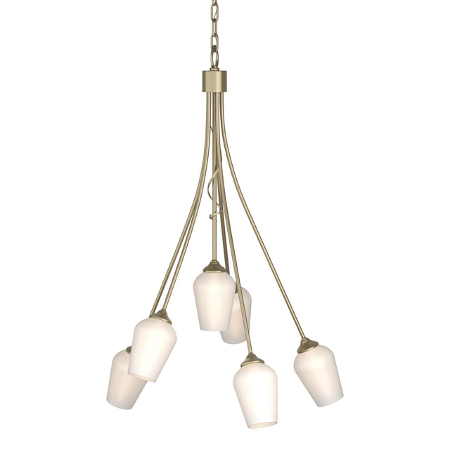 Hubbardton Forge 2012 Soft Gold Opal Glass (GG) Flora 6 Arm Chandelier