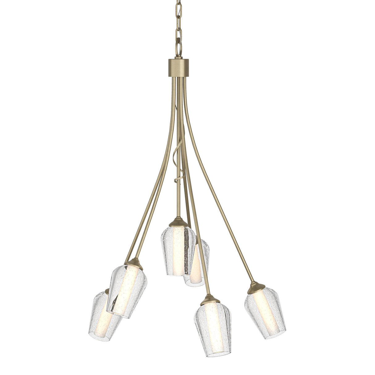Hubbardton Forge 2012 Soft Gold Seeded Glass with Opal Diffuser (ZS) Flora 6 Arm Chandelier
