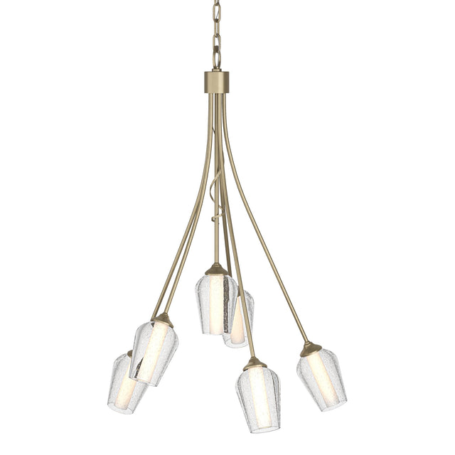 Hubbardton Forge 2012 Soft Gold Seeded Glass with Opal Diffuser (ZS) Flora 6 Arm Chandelier