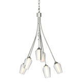 Hubbardton Forge 2012 Sterling Seeded Glass with Opal Diffuser (ZS) Flora 6 Arm Chandelier