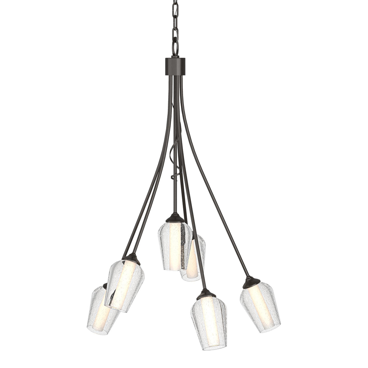 Hubbardton Forge 2012 Oil Rubbed Bronze Seeded Glass with Opal Diffuser (ZS) Flora 6 Arm Chandelier