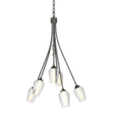 Hubbardton Forge 2012 Oil Rubbed Bronze Seeded Glass with Opal Diffuser (ZS) Flora 6 Arm Chandelier