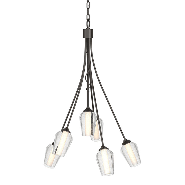 Hubbardton Forge 2012 Oil Rubbed Bronze Seeded Glass with Opal Diffuser (ZS) Flora 6 Arm Chandelier
