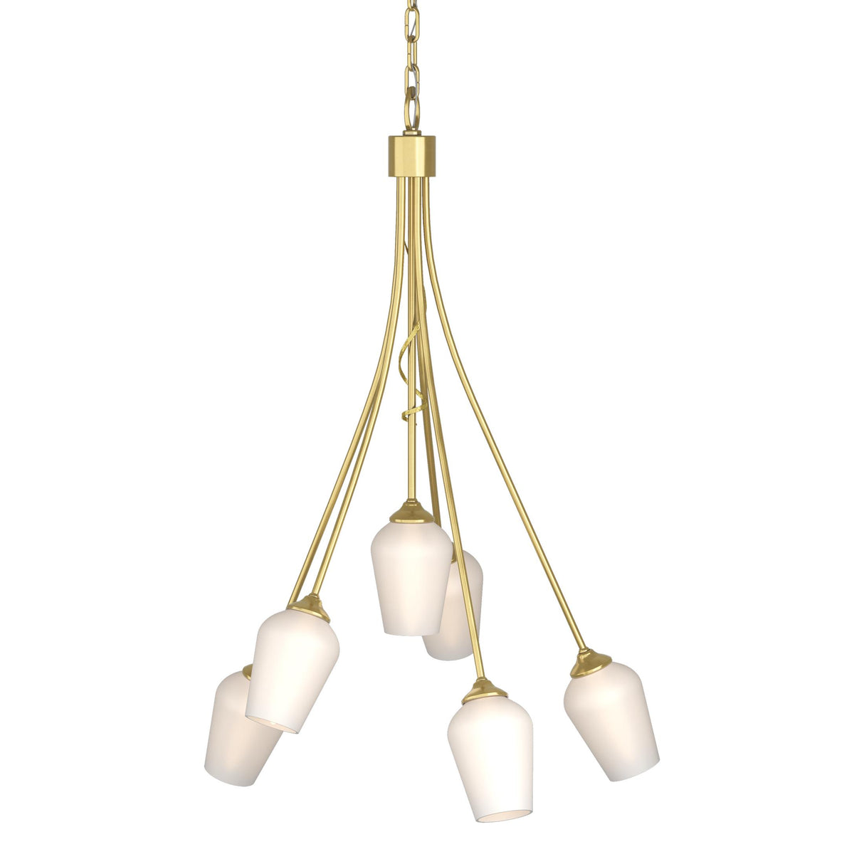 Hubbardton Forge 2012 Modern Brass Opal Glass (GG) Flora 6 Arm Chandelier