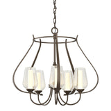 Hubbardton Forge 2012 Bronze Seeded Glass with Opal Diffuser (ZS) Flora 5 Arm Chandelier