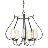 Hubbardton Forge 2012 Dark Smoke Seeded Glass with Opal Diffuser (ZS) Flora 5 Arm Chandelier