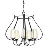 Hubbardton Forge 2012 Black Seeded Glass with Opal Diffuser (ZS) Flora 5 Arm Chandelier