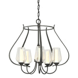 Hubbardton Forge 2012 Natural Iron Seeded Glass with Opal Diffuser (ZS) Flora 5 Arm Chandelier