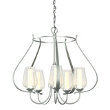 Hubbardton Forge 2012 Vintage Platinum Seeded Glass with Opal Diffuser (ZS) Flora 5 Arm Chandelier