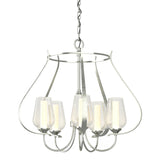 Hubbardton Forge 2012 Sterling Seeded Glass with Opal Diffuser (ZS) Flora 5 Arm Chandelier