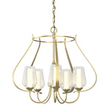 Hubbardton Forge 2012 Modern Brass Seeded Glass with Opal Diffuser (ZS) Flora 5 Arm Chandelier