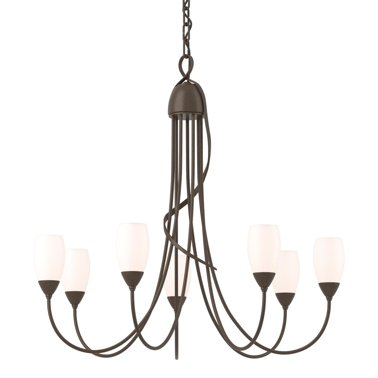Hubbardton Forge 2014 Bronze Opal Glass (GG) Flora 7 Arm Chandelier