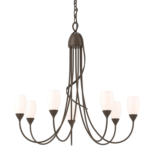 Hubbardton Forge 2014 Bronze Opal Glass (GG) Flora 7 Arm Chandelier